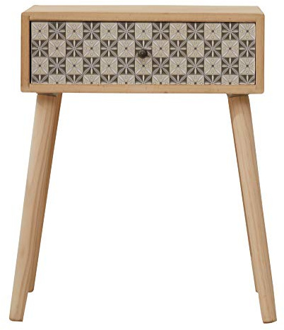Rebecca Mobili Commode 1 Tiroir, Table d'Appoint Moderne, Bois, Marron Clair Gris, Salon Chambre – Dimensions: 57 x 45 x 30 cm (HxLxL) - Art. RE6117