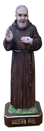 Eurofusioni Handgemalte Pio von Pietrelcina Statue - H 15 cm