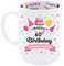 60th Birthday Gift Keepsake for Women Pink Happy Birthday Design also with Print Inside Coffee Mug
