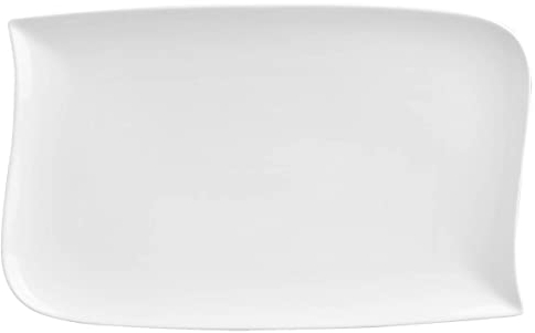 Set De 6 Assiettes Plates Rectangulaire Design Vague - 33 Cm X 20 Cm - Porcelaine