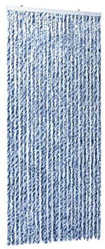 vidaXL Tenda Antimosche per Finestre e Porte Leggera Resistente all'Acqua Silenziosa Zanzariera Antiisetti 100x220 cm in Ciniglia Blu Bianca e Argento