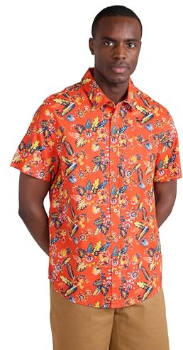 Mountain Warehouse Coconut Slub Texture Short-Sleeved Shirt - Lightweight Cotton Tee with Pocket, Casual Wear - Spring Summer, Holidays & Travelling Orange 3XL