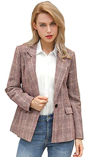 Allegra K Veste de Blazer Coupe Slim Revers cranté pour Femme Bourgogne M