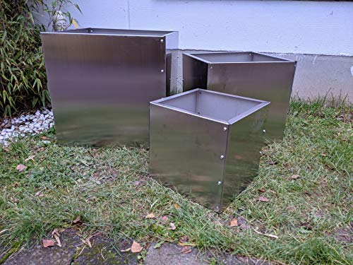 Zen Man Edelstahl Stainless Steel Garten Blumentopf Edelstahl Viereckig Übertopf Pflanzschale 031987-6S (30 * 30 * 30cm)