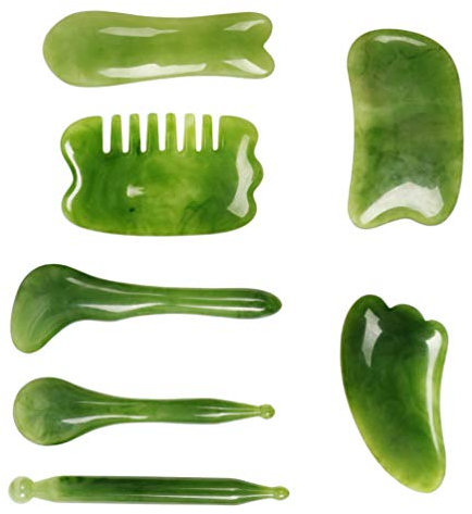 Beaupretty Jade Roller Jade Roller Kratzen Massage Natürliche Stein Werkzeug für Spa Trigger Point (Grün) Beauty Stein Matte Gesicht Steine Massage Gua Sha