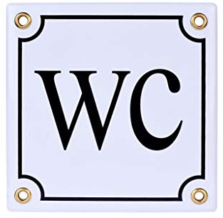 Sosenco WC Toilette Plaque de Porte - Panneau Plaque emaillée WC 12x12 cm - Décoration de Maison WC Décor Vintage Bar Café Pub - Décoration de porte - Plaque de Porte pour les Lieux - Panneau de WC