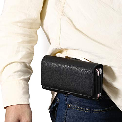 Mens Horizontal Leather Belt Case Holster Phone Pouch Wallet with Clip for iPhone 14 13 12 Pro Max, Sony Xperia 1 II Phone Holder