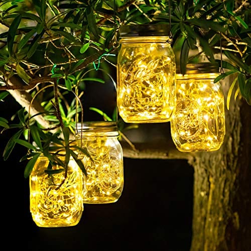 SUNACE 4 Stück Solarlampen für Außen - 30 LED Solar Laterne Hängend Solarlampions Außen Wetterfest Solar Lichterkette Aussen Gartendeko Laternen für Draußen Patio Balkon Garten Baum
