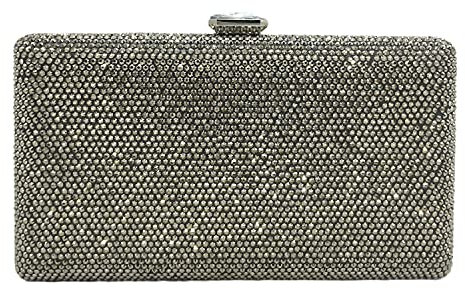 Boutique De FGG Kristall Clutch Tasche Damen für Hochzeit Abendtasche Strasssteine Party Kristallene Handtasche Braut-Geldbörse, Mini, Grau