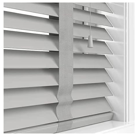 Grey/Silver 90 x 150cm Faux wood window Shutters, Ladder Tape - 50MM Horizontal Slats - Included Child Safe