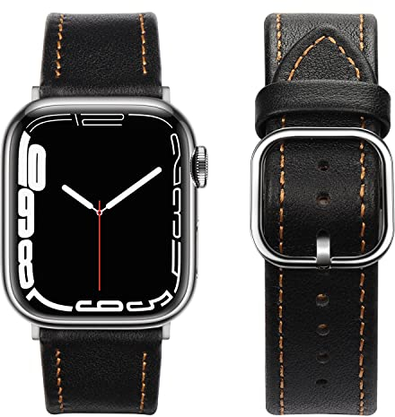 Tasikar Compatible pour Bracelet Apple Watch 49mm 45mm 44mm 42mm 41mm 40mm 38mm, Cuir Véritable Bracelet Compatible avec iWatch Ultra SE Séries 9 8 7 6 5 4 3 2 (38/40/41mm, Noir)