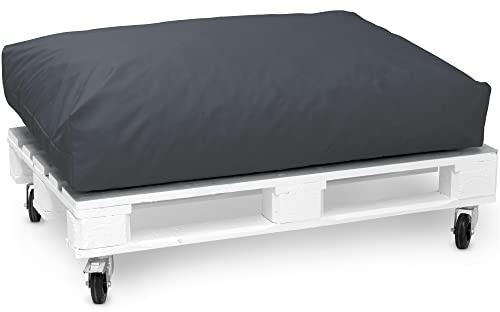 Spatium Jumbo XXL Palettenkissen Set abnehmbar Bezug wasserdicht gesteppt Palettenpolster Palettenauflage Palettensofa (Anthrazit, Sitzkissen 80x80x20)