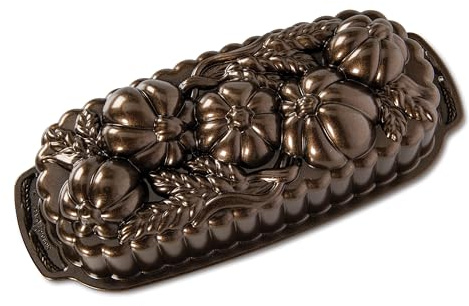 Nordic Ware Stampo Pane e Dolci a Forma di Zucca, Stampo Torta e Pagnotta a Tema Autunnale, Tortiera in Alluminio Antiaderente, Accessori Cucina di Alta Qualità Made in USA, Colore: Bronzo