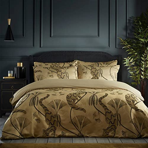 Paoletti Moondusk Jacquard Duvet Cover Set, Gold, Single
