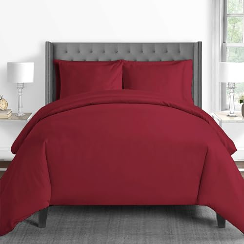 Pizuna Bettwäsche 155x220 + 80x80 Baumwolle Rio-Rot 600 Fadenzahl | 100% Langstaple Baumwolle Bettbezug und Kissenbezug, Mako Satin 2-Teilig Bettwäscheset 155x220 + 80x80 Rio-Rot Mako Satin