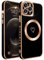 ECZOIL Compatible with iPhone 11 Pro Max Case MagSafe,Full Camera Lens Protection Luxury Electroplated Cute Heart Magnetic Case for iPhone 11 Pro Max for Women Girls-Black