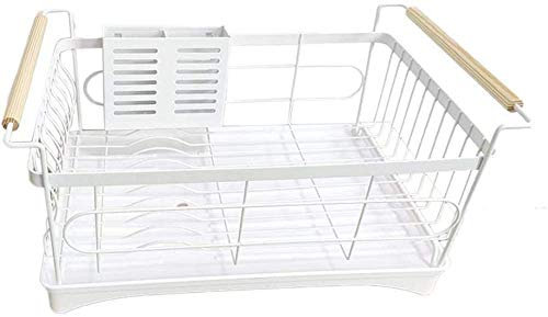 YZJSSL Draining rack, stainless steel, crockery basket, draining basket, drip stand, dishes, dish drainer with drip tray, drip tray for the sink,-white