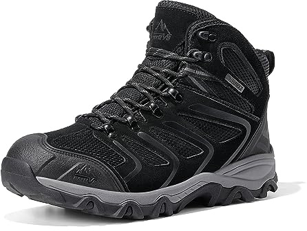 NORTIV 8 Men's Ankle High Waterproof Hiking Boots Backpacking Trekking Trails Shoes,Size 5.5,Army/Green/Black/Orange,160448_M,Size 13,All Black-Suede,160448_M