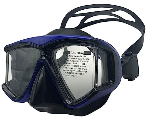 YEESAM Kurzsichtig Tauchmaske mit Dioptrien, breiter Sicht Harzlinsen Taucherbrille Schnorchelmaske Schnorchelbrille Schwimmbrille für Erwachsene und Kinder Myopie (Blau, -1,5)
