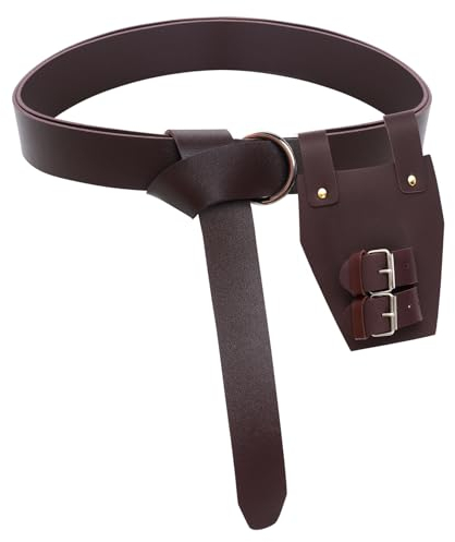 jerbro 2pcs Medieval Renaissance Belt and Sword Dagger Frog Flintlock Case Sword Holster Set for Halloween Knight Viking Warrior Cosplay Costume (Brown)