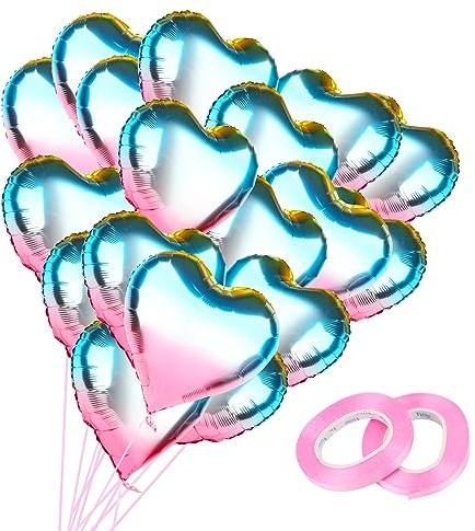 20 Pièces Ballon Coeur Helium, Baudruche en Forme de Coeur, Ballon Helium Coeur, Ballons de Fleuret en Forme de Coeur, pour Anniversaire, Saint Valentin, Mariage, Fiançailles