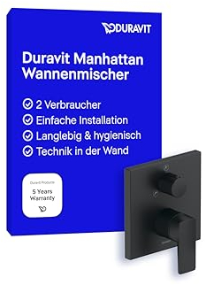 Duravit Manhattan Wannenarmatur Unterputz für 2 Verbraucher, Einhebel-Wannenmischer mit Keramikmischsystem, Schwarz Matt