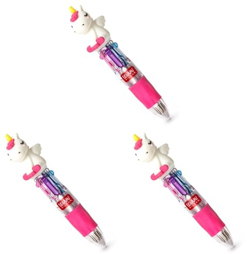 LEGAMI MRP0001 - Mini Kugelschreiber 4 Farben, Mini Magic Rainbow, 2,3 x 10 cm, Tinte 4 Farben, Grün, Hellblau, Violett, Rosa, Spitze 1 mm, ergonomischer Griff aus Silikon (Packung mit 3)