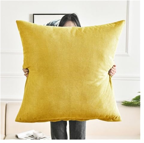 Sofa Kissenbezug 80x80 Kissenbezüge 70x70 Kissenhülle 60x60 Couch Dekokissen Bezug 50x50, Abnehmbare Kissenüberzug Und Atmungsaktiv Kopfkissenbezug Mit Reißverschluss ( Color : Lemon , Size : 80x80cm