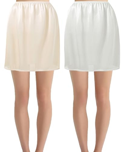 Hanpceirs 2Pcs Women's Underskirts Half Slips | Women's Petticoat, Half Briefs for Under Dresses, Satin Skirt Extenders, Underskirts for Women