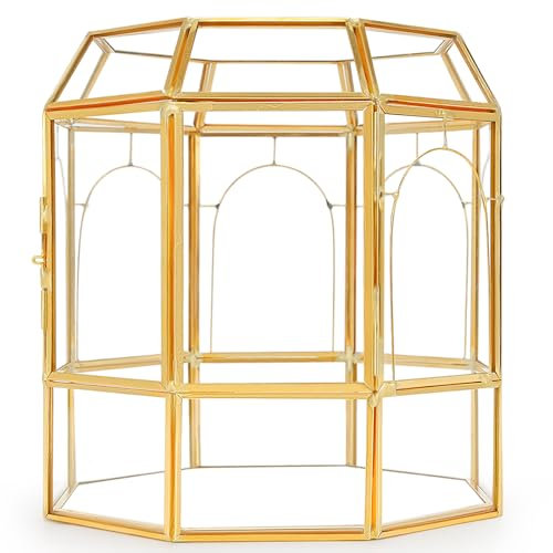 REDHUGO Terrario grande de cristal hecho a mano, caja de exhibición de centro de mesa, macetas de regalo, terrarios interiores, casa para suculentas cactus plantas de aire en miniatura jardín de hadas