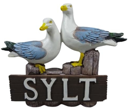 Generisch 2 Möwen auf Sylt Poller 16 x 14 x 5 cm Möwe Maritim See Vogel Figur Deko GPT 86919