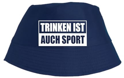 Wallitschek Trinken IST AUCH Sport Fischerhut, Sonnenhut, Partyhut, Bucket hat, Partyurlaub, Spaß, Feiern, Saufen (Navy)