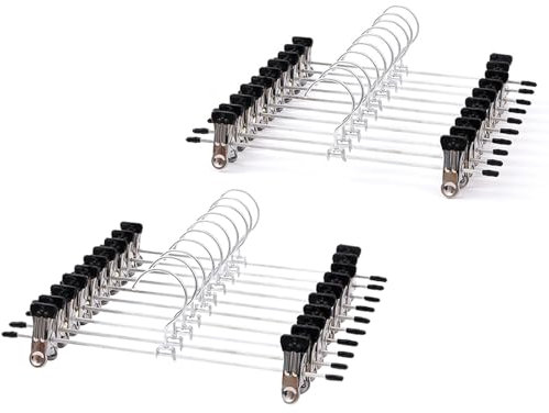 ZOCONE 20 pezzi 28 cm grucce fermaglio, appendiabiti per pantaloni con clip antiscivolo, gruccia per gonna regolabili, gancio a clip, appendiabiti per pantaloni in metallo, gancio girevole a 360 gradi