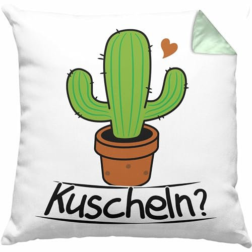 Trendation Kaktus Kissen mit Füllung 40x40 Geschenk Kuscheln Sarkasmus Humor Geschenkidee Kaktus-Liebhaber (Grün)