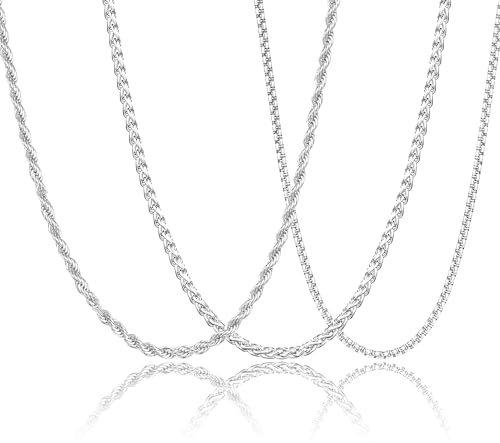 KLIFOWDY 3PCS Ketten für Männer Silber/Schwarz/Gold Herrenhalskette, 316L Solid Cuban Edelstahl Hypoallergene Kette und Herrenkette Schmuck Geschenke 40/45/50/55/60cm