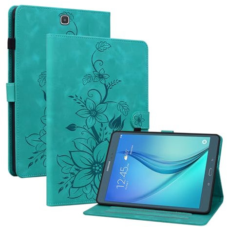 LMFULM® Custodia per Samsung Galaxy Tab A SM-T550 / T555 (9,7 pollici), in pelle PU, con funzione di supporto, colore: Verde