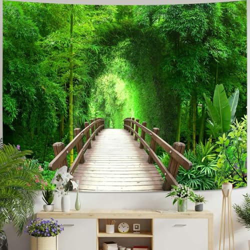 Bishilin Wandteppich Natur Wald Grün, Tapestry Wall Hanging 300x256 Wandteppich Landschaft Outdoor Wandbehang Kinderzimmer Schlafzimmer Wohnzimmer