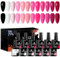 MSRUIOO UV Gel Nagellack Nude Rose Set 12 Farben Gel Nagellack Set Rose Weiß Set Nail Art Design Gellack für Starter Nail Art Salon DIY Home