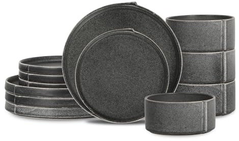Stone Lain Bao Tafelservice Steingut, 12-teilig, anthrazit
