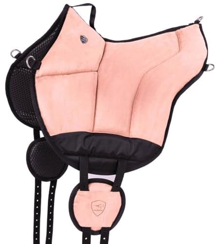 Equinate Reitpad Toledo aus Mikrofaser Rosa - Bareback Pad mit pflegeleichter Neopren Unterseite - Reitkissen Baumloser Sattel