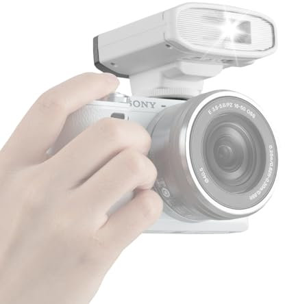 TARION Mini-Kamerablitz Blitzgerät Kamera Blitz Flash Speedlite mit Optischer S1/S2 Steuerung 22 Leistungsstufen für Sony Canon Nikon Fuji Olympus Kamera (SL01 Weiß)