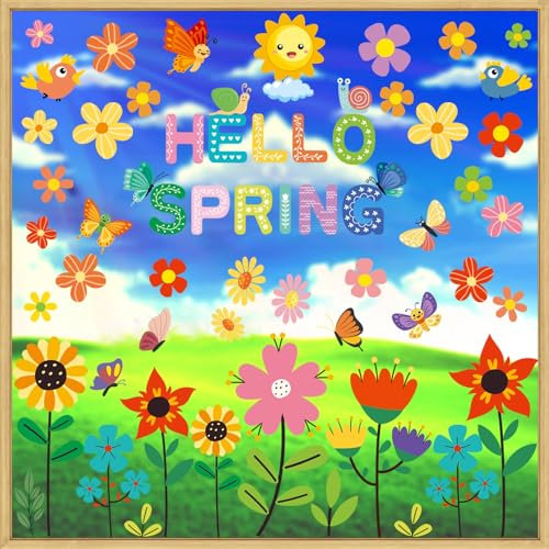AhfuLife Fensterbilder Frühling, 9 Blätter Selbstklebend Fensterdeko Frühling Fenstersticker, Schmetterlinge Blumen Fensteraufkleber Wiederverwendbare für Kinderzimmer Frühling Ostern Party Deko