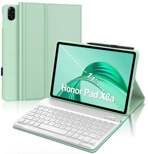 FOGARI Clavier pour Honor Pad X8a Tablette 11'' 2024, AZERTY Français Clavier Bluetooth sans Fil, Intelligent Housse pour Honor Pad X8a 11 Pouce - Vert