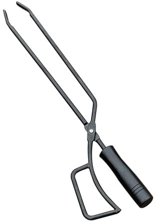 Pinzas para Barbacoa doméstica, Parrilla para Acampar al Aire Libre, Plancha de Madera para atizador de carbón (Negro)