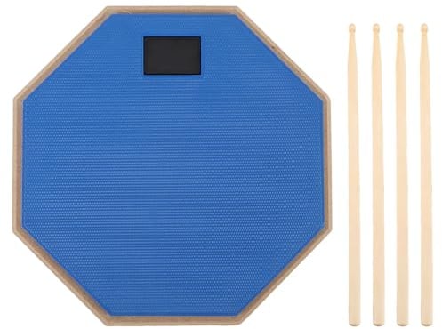 8 Zoll Doppelseitiges Stiller Drum Pad, Gummi -Holztrommel -Übungsset mit Schalldichtem Baumwoll für Anfänger (BLUE)