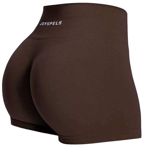 JOYSPELS Seamless Gym Shorts for Women High Waist Booty Running Cycling Yoga Sports Workout Womens Activewear Shorts UK Brown XS