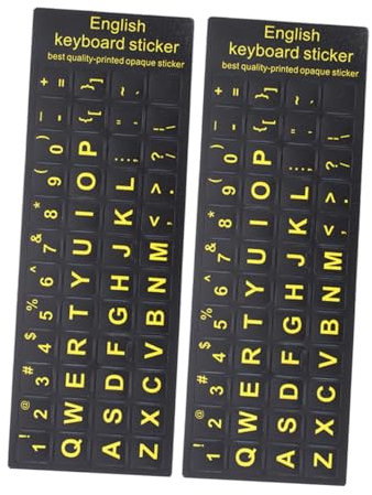 TEHAUX 2pcs English Keyboard Stickers Large Print for Laptop and Desktop, Waterproof Matte Finish with Anti-slip Texture, Universal Fit Computer Keyboard Replacement for Typing and Notebook Use