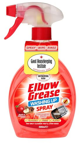 Elbow Grease Washing Up Spray | Power Degreaser - Cuts Through Grease & Grime | Hand Wash Dish Soap - Cleans Glasses, Pans & Plates (Apple & Cinnamon, 500 ml)