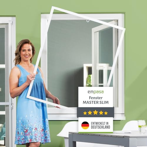 empasa Insektenschutz Fliegengitter Fenster Alurahmen Master Slim | individuell zuschneidbar weiß, braun oder anthrazit in verschiedenen Größen, Farbe:weiß, Größe:60 x 80 cm