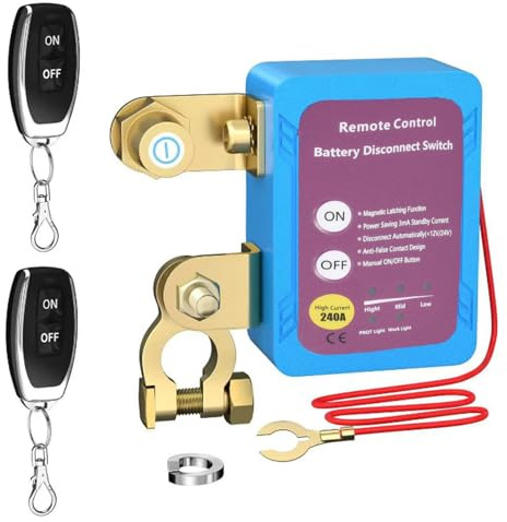 Wireless Remote Control Car Isolator Switch, 12V 240A Battery Disconnect, Energy-Saving Anti-Theft Isolator with 2 Remotes for Car, RV, ATV, Truck, Camper, Boat